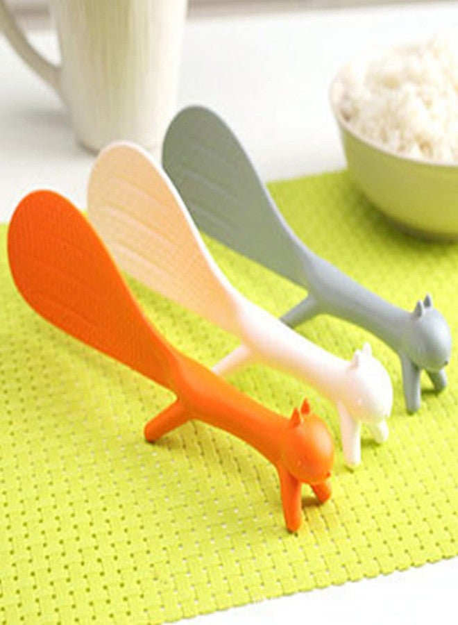 Setaria Viridis 3 Piece Squirrel Shape Rice Spoon Standing Creative Household Kitchen Tools Non-stick Rice Paddle Scoop Spoon Creative Kitchen Gadget - Image 5