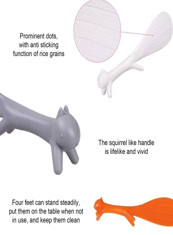 Setaria Viridis 3 Piece Squirrel Shape Rice Spoon Standing Creative Household Kitchen Tools Non-stick Rice Paddle Scoop Spoon Creative Kitchen Gadget - Image 3