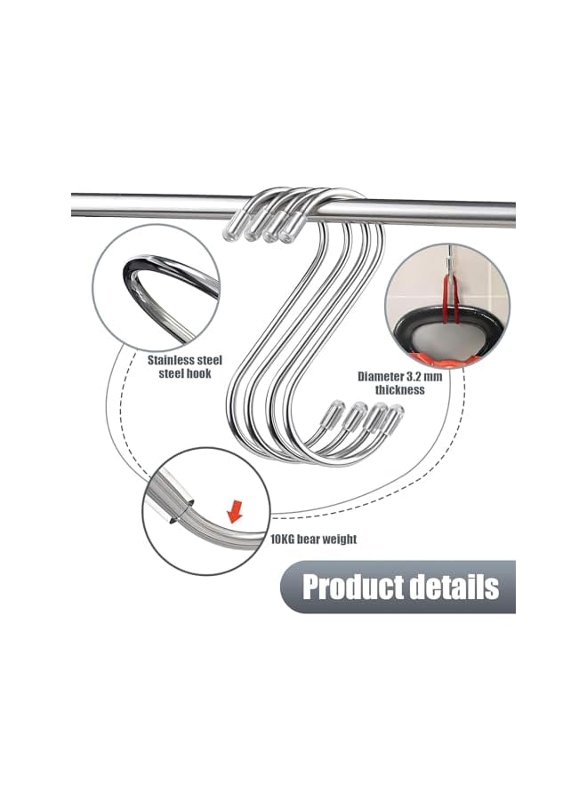 PROMASS promass S Hooks, 10 Pcs S Hooks for Hanging, 4.3 inch Stainless Steel S Hook for Kitchen, Work Shop, Bathroom, Bedroom, Garden, Office(Silver)  - Image 3