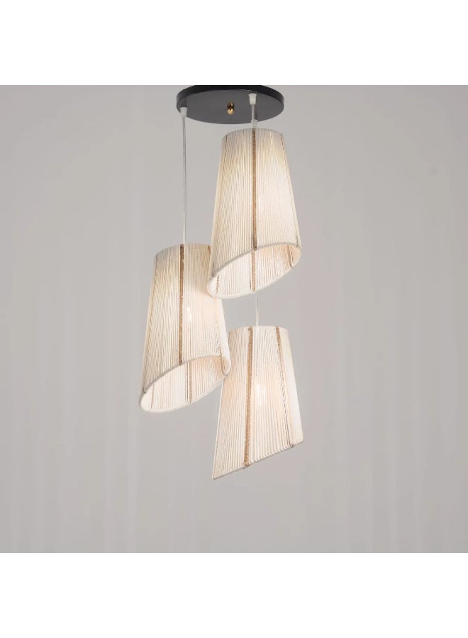 tbshomelamp Macrame-Boho Fabric Celling Lighting Beige 75x35 cm  - Image 2