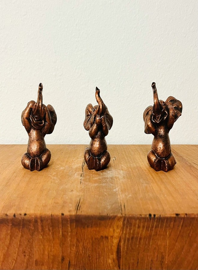 Nature's Mark 3 Baby Elephants See No Evil Hear No Evil Resin Statue Figurine Home Decorative Accent Decor - Image 2