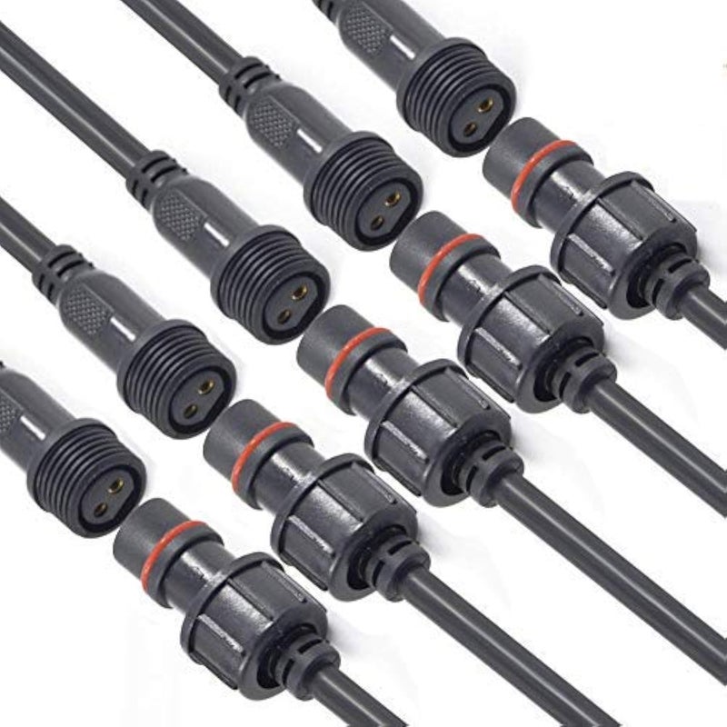YETOR Waterproof Connectors 2 Wire16AWG Male Female Plug LED Connector with 2Pin Waterproof ConnectorsIP68 20CM Extension Cable for CarTruckBoatIndoorOutdoor LED Strip Lights5Pairs