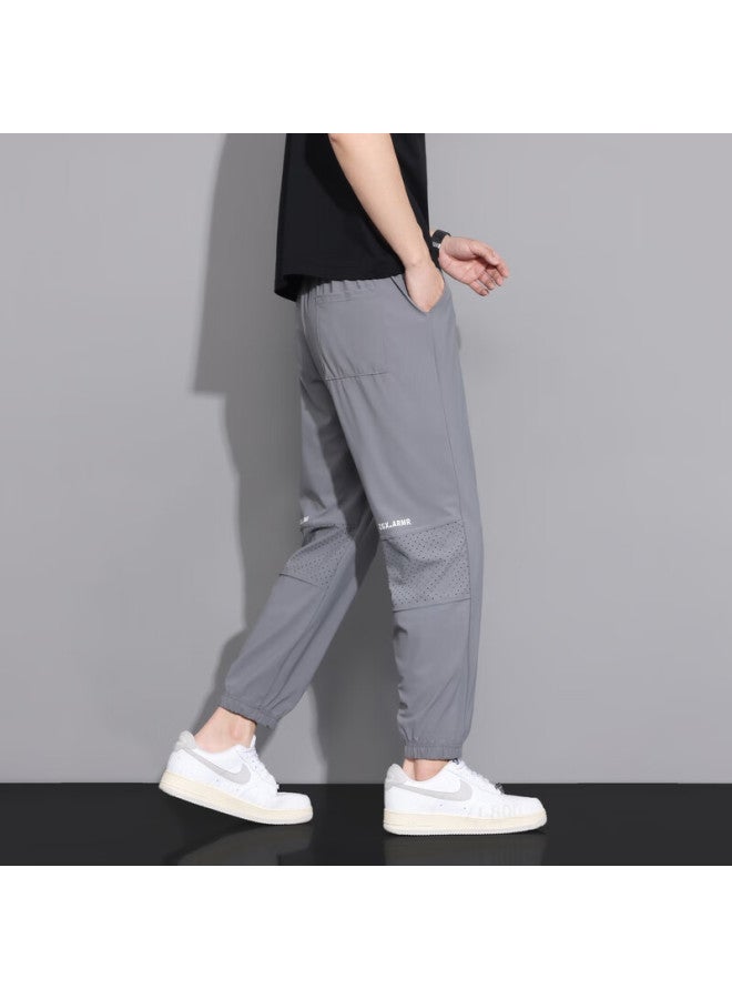Homlean Fashionable Breathable Casual Pants For Men, Thin Lightweight Tapered Leg Heightening Versatile Sports Trousers Ls26 Gray 2XL - Image 3
