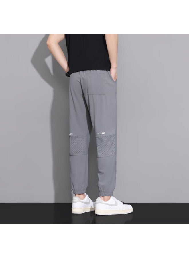 Homlean Fashionable Breathable Casual Pants For Men, Thin Lightweight Tapered Leg Heightening Versatile Sports Trousers Ls26 Gray 2XL - Image 5