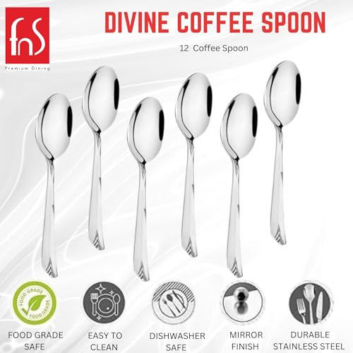 FNS Montavo by FnS Divine Stainless Steel Coffee Spoon (Set of 12) for Tea and Coffee - Image 2