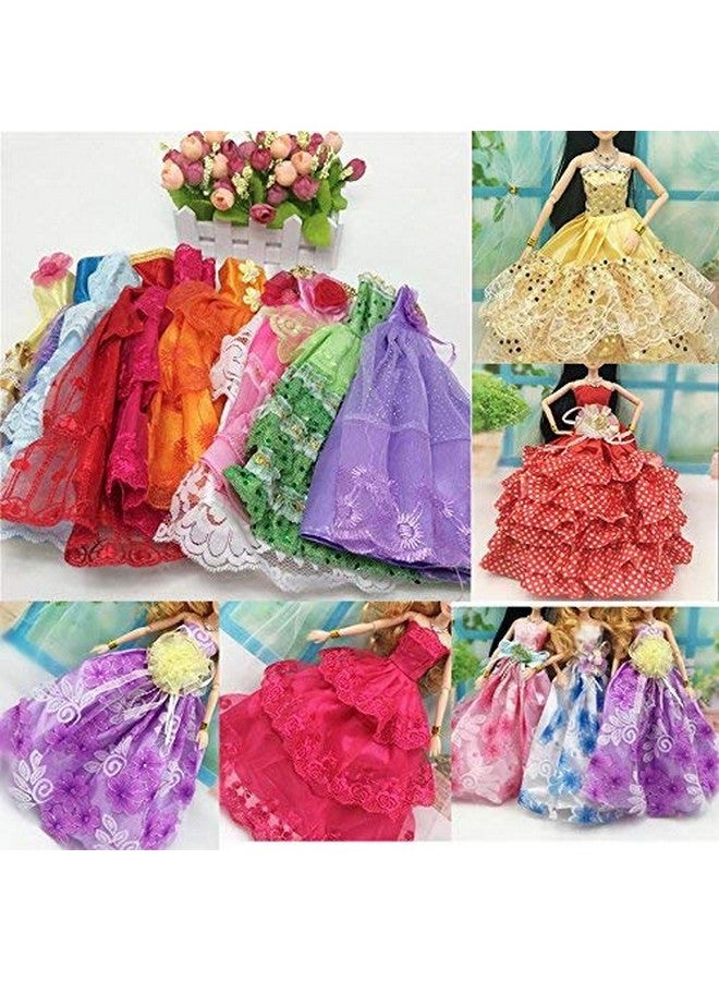 iDream Doll Accessories Wedding Gown Dress Set for Dolls Bridal Collection - Perfect for Kids' Dollhouse Play, Styling, and Gifting (Multicolor, Pack of 5) - Image 1