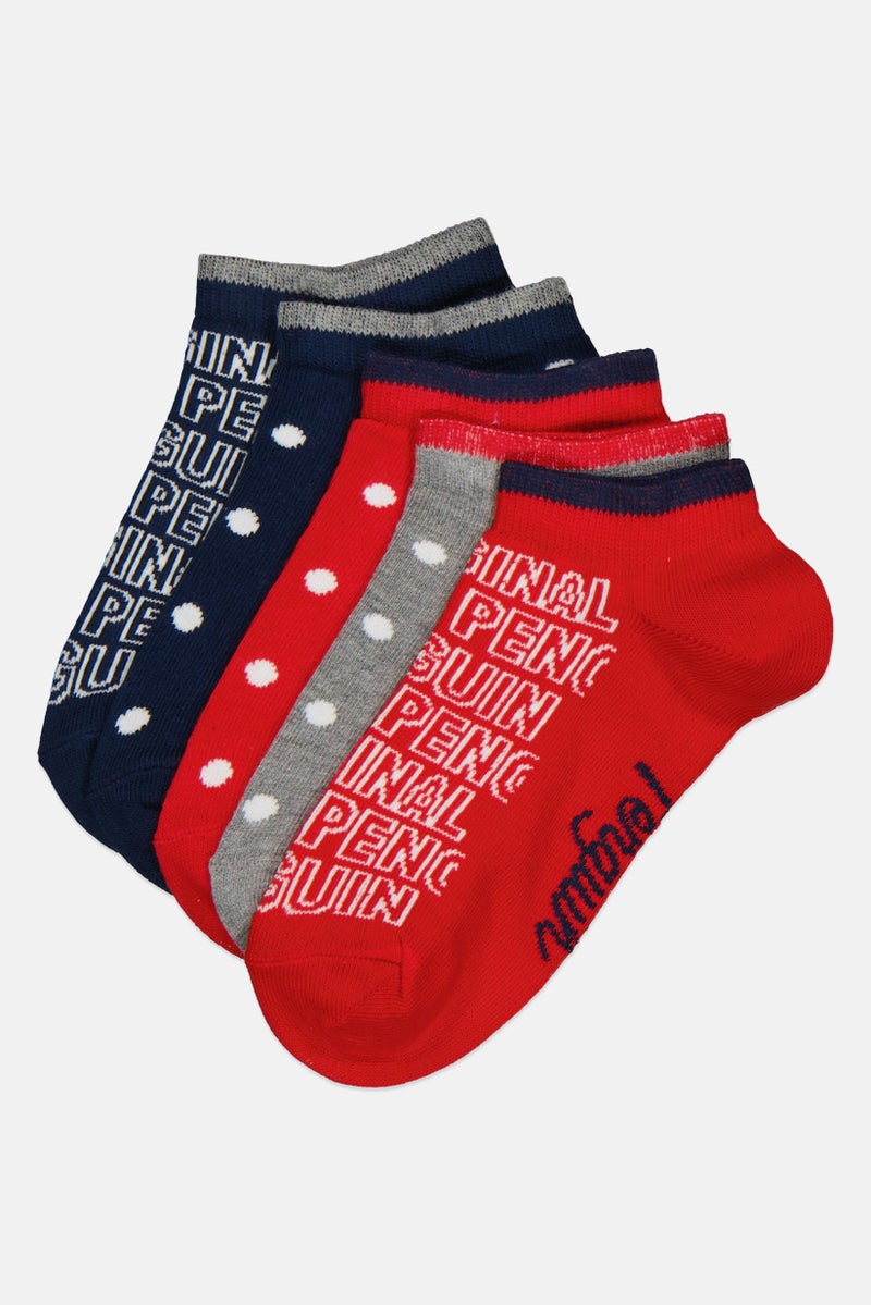 Original Penguin Kids Girl 5 Pairs Polka Dot Ankle Socks, Multicolor - Image 1