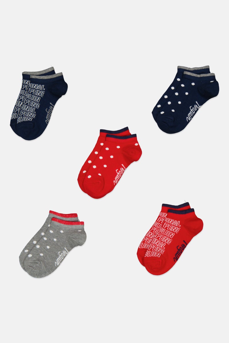 Original Penguin Kids Girl 5 Pairs Polka Dot Ankle Socks, Multicolor - Image 3