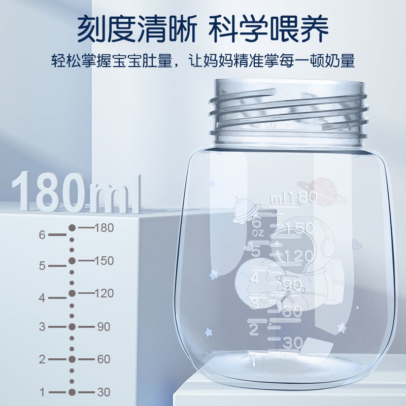 Factory Baby Bottle With Handle Plastic Insulation 180Ml Wide Mouth Bottle Anti-Flatulence Drop-Resistant Suction Cup - Image 4