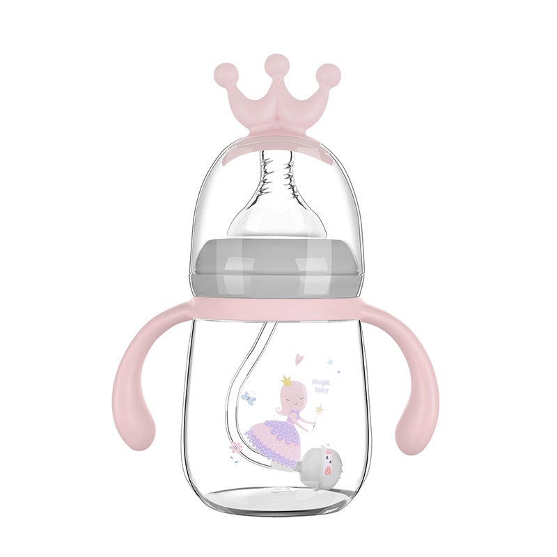 Factory Baby Bottle With Handle Plastic Insulation 180Ml Wide Mouth Bottle Anti-Flatulence Drop-Resistant Suction Cup - Image 1