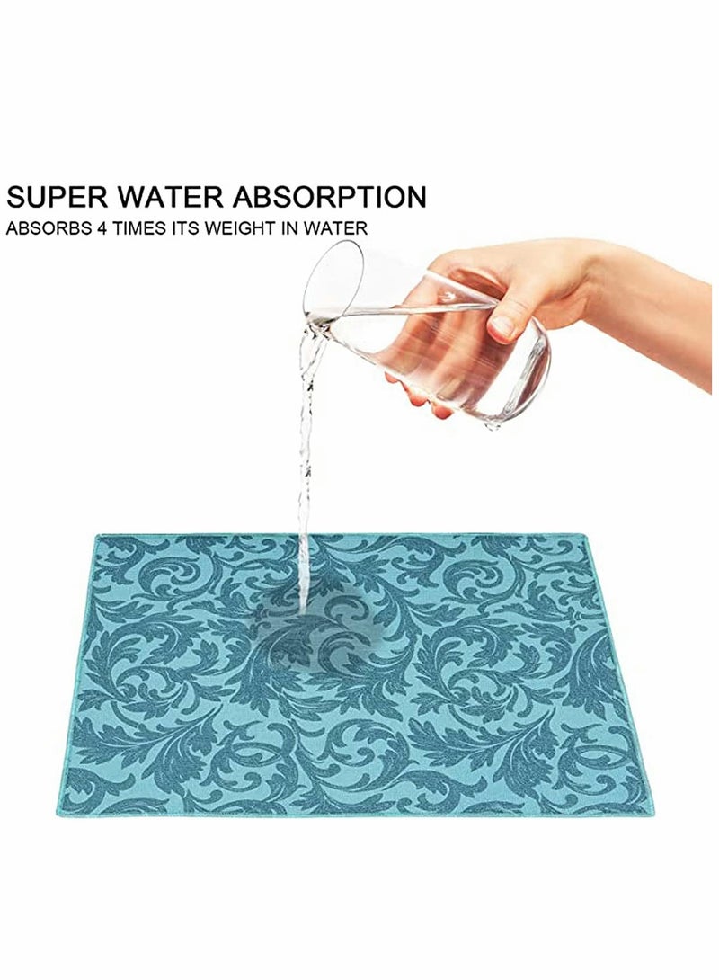 SYOSI Kitchen Cloth Dish Towels Dish Drying Mat for Kitchen Counter Drying Mat Microfiber Dish Rack Mat Absorbent Dishes Drainer Rack Pad for Countertop - Image 2
