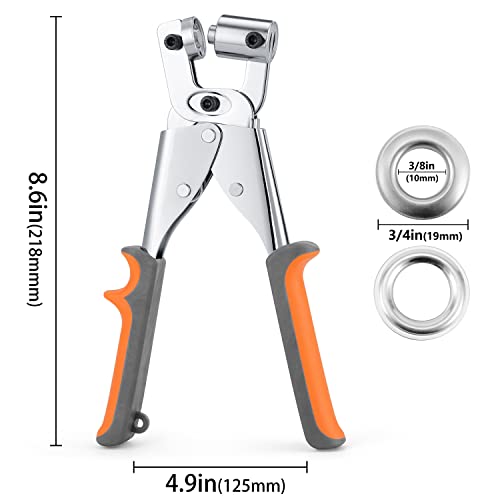 ecraft Grommet Tool Kit 3/8 Inch (10mm), Heavy Duty Handheld Manual Press with Hole Punch & 500pcs Eyelets for Leather, Canvas, Fabric, Tarps, Vinyl & Banners - Image 2