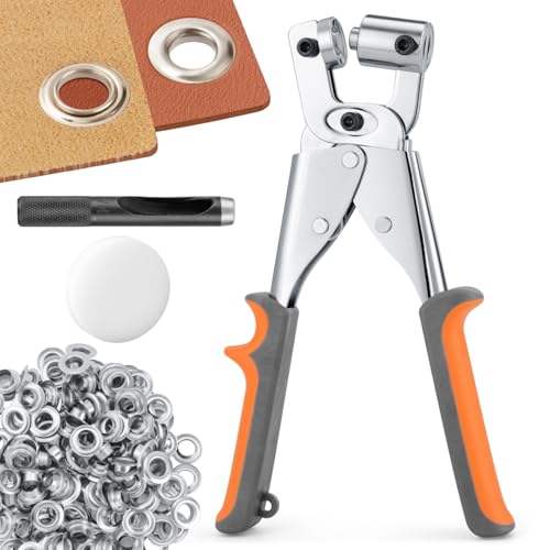 ecraft Grommet Tool Kit 3/8 Inch (10mm), Heavy Duty Handheld Manual Press with Hole Punch & 500pcs Eyelets for Leather, Canvas, Fabric, Tarps, Vinyl & Banners - Image 1