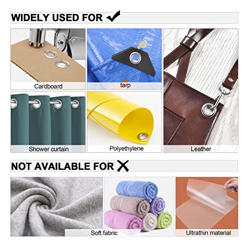 ecraft Grommet Tool Kit 3/8 Inch (10mm), Heavy Duty Handheld Manual Press with Hole Punch & 500pcs Eyelets for Leather, Canvas, Fabric, Tarps, Vinyl & Banners - Image 5