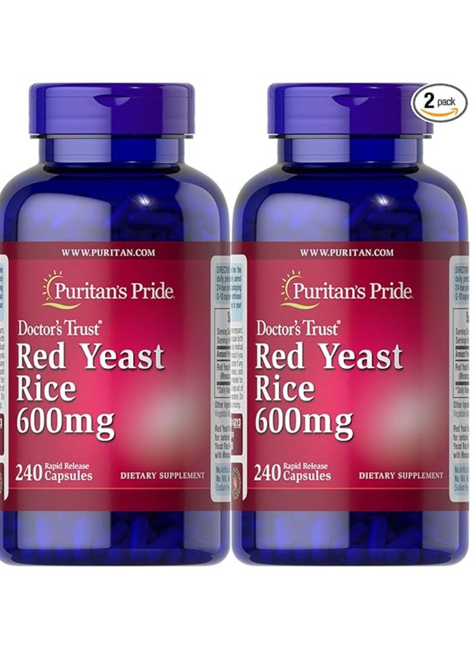 Red Yeast Rice Capsule 600 mg, 240 Count, Pack of 2