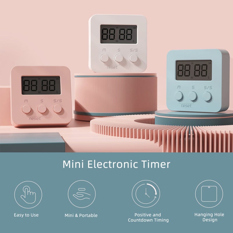 Study Timer: White Mini Portable Timer - Large Clear LCD Screen Time Management Tool for Office School Home Use - Image 3