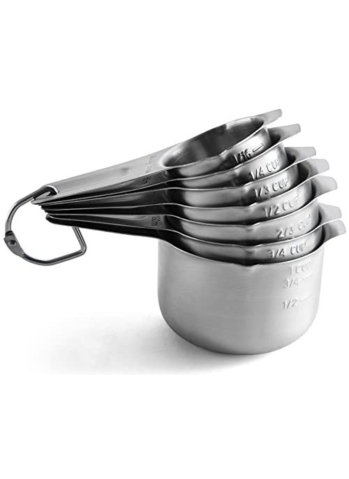 Spring Chef Spring Chef Stainless Steel Measuring Cups Set of 7 with Pour Spout  Nesting Kitchen Tools with Easy Read Markings to Measure Dry or Liquid Ingredients  Metal Measuring Cups for Baking  Cooking 