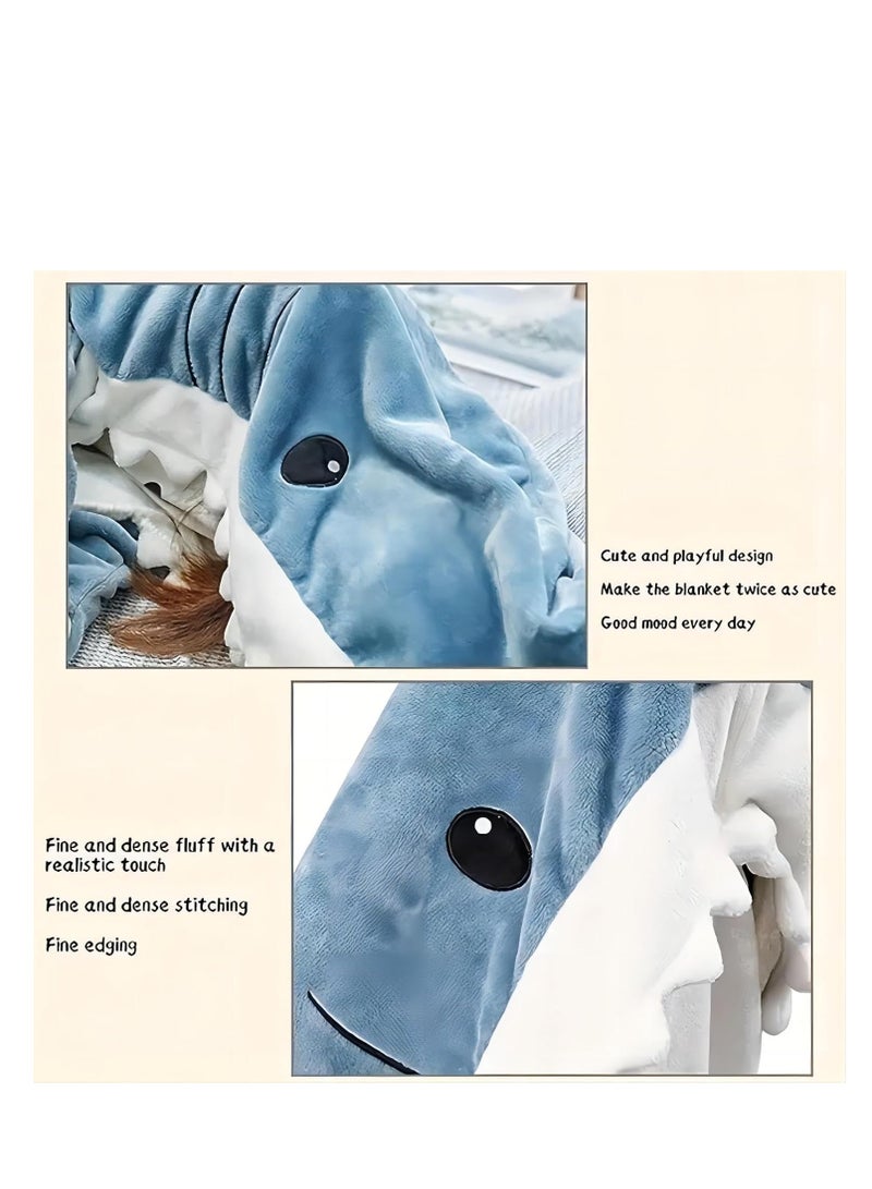 Cool Baby Style COOLBABY Adult Shark Blanket Wearable Shark Blanket Super Soft and Comfortable Flannel Hoodie Shark Blanket Cartoon Shark Sleeping Bag Pajamas - Size XL (Length 210 * 130cm)  - Image 5