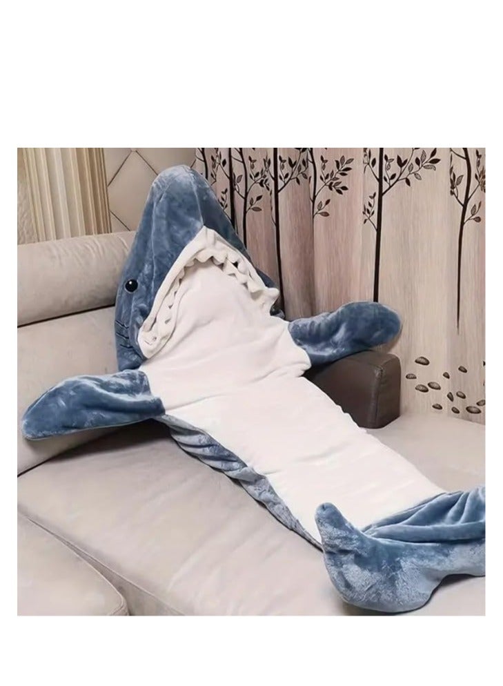 Cool Baby Style COOLBABY Adult Shark Blanket Wearable Shark Blanket Super Soft and Comfortable Flannel Hoodie Shark Blanket Cartoon Shark Sleeping Bag Pajamas - Size XL (Length 210 * 130cm)  - Image 3