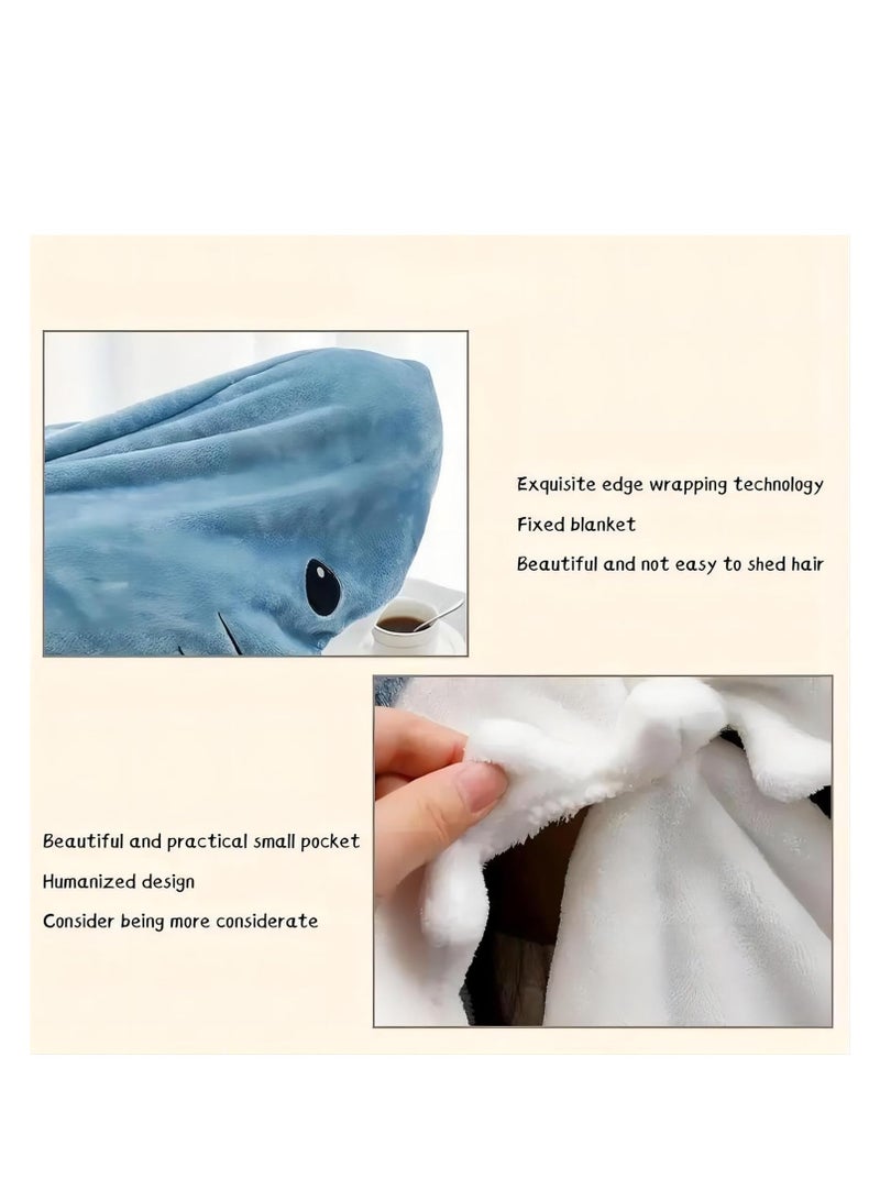 Cool Baby Style COOLBABY Adult Shark Blanket Wearable Shark Blanket Super Soft and Comfortable Flannel Hoodie Shark Blanket Cartoon Shark Sleeping Bag Pajamas - Size XL (Length 210 * 130cm)  - Image 4