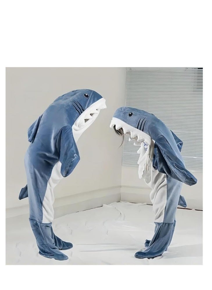 Cool Baby Style COOLBABY Adult Shark Blanket Wearable Shark Blanket Super Soft and Comfortable Flannel Hoodie Shark Blanket Cartoon Shark Sleeping Bag Pajamas - Size XL (Length 210 * 130cm)  - Image 2