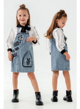Miniğimin Cicileri My Little Ones Magic Collar Bow Detailed Girl's Vest Set - Blue 