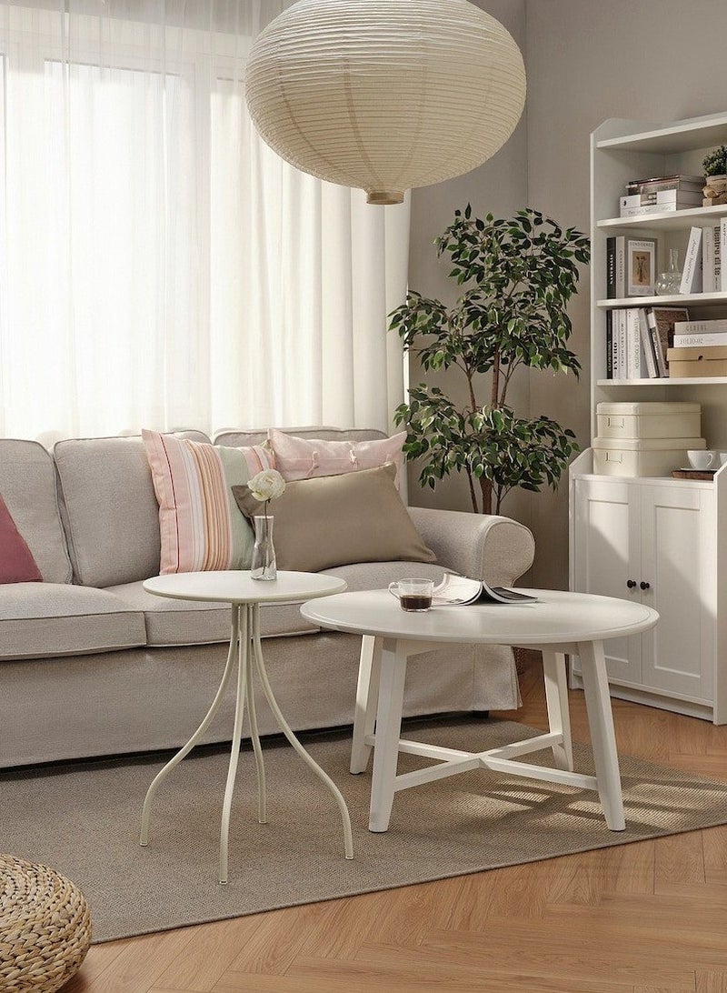 طاولة جانبية دائرية الشكل  داخلي/ خارجي لون أبيض 46 سم - Image 5