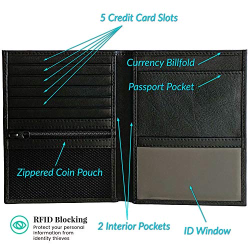 123 Cheap Checks Antique Saddle RFID Genuine Leather Passport Wallet - Image 2