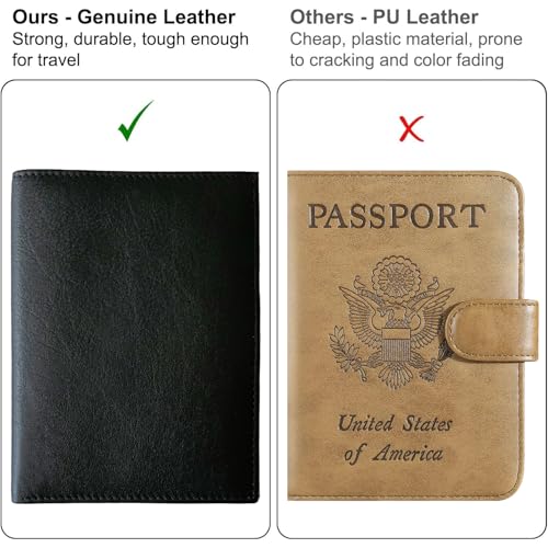 123 Cheap Checks Antique Saddle RFID Genuine Leather Passport Wallet - Image 5