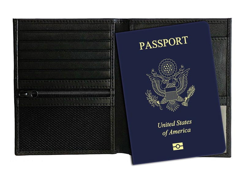 123 Cheap Checks Antique Saddle RFID Genuine Leather Passport Wallet - Image 1
