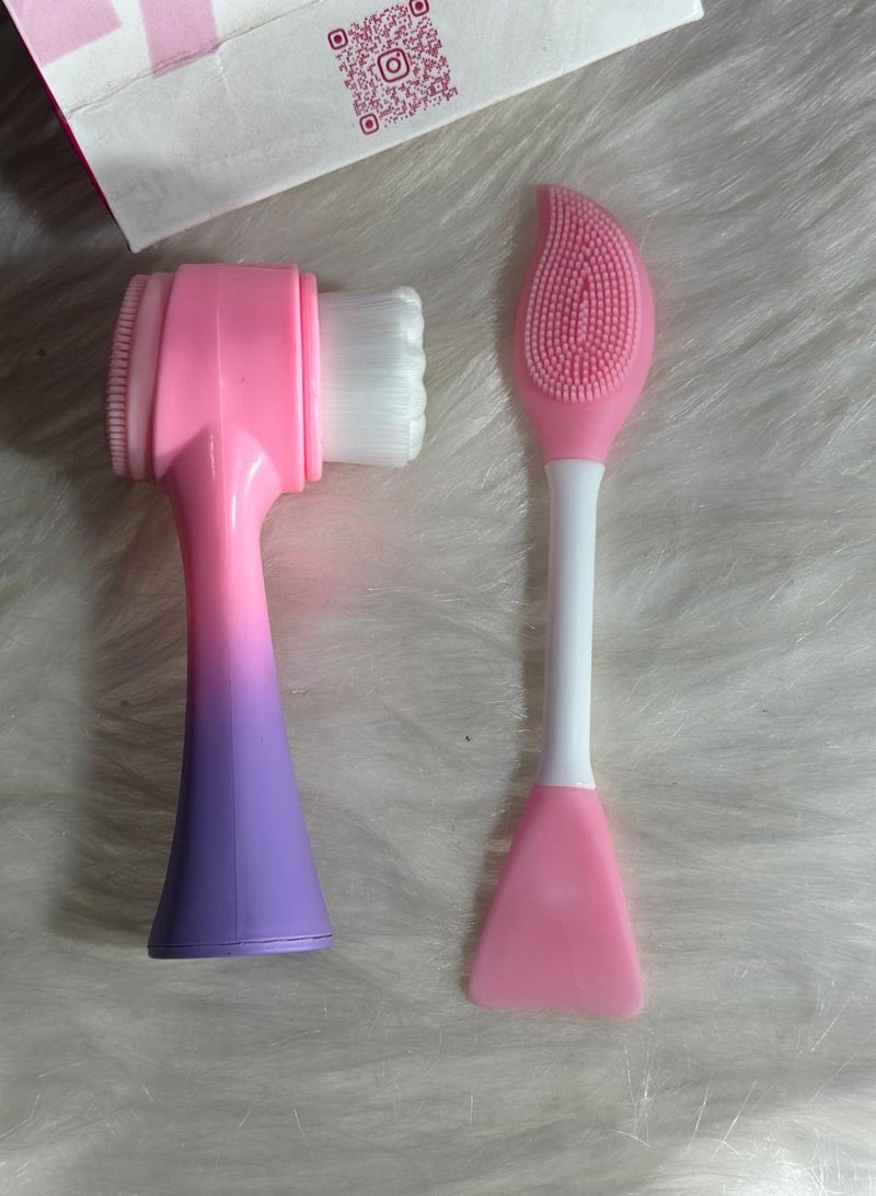 Generic maya accessories face Brush - Manual Facial Cleansing, 1Pcs Double Side Skin Care Facial Cleaning Brush,with Silicone Face Mask Brush And Mud Mask Applicator (2PCS) - Image 1