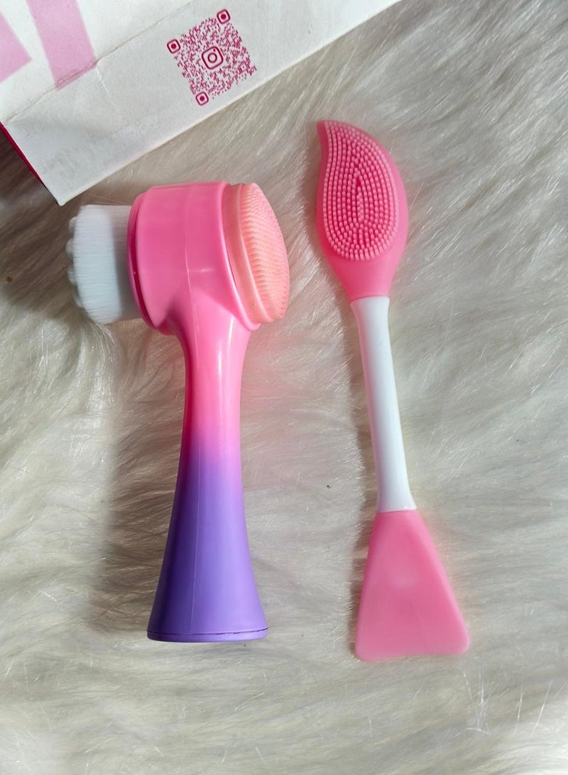 Generic maya accessories face Brush - Manual Facial Cleansing, 1Pcs Double Side Skin Care Facial Cleaning Brush,with Silicone Face Mask Brush And Mud Mask Applicator (2PCS) - Image 2