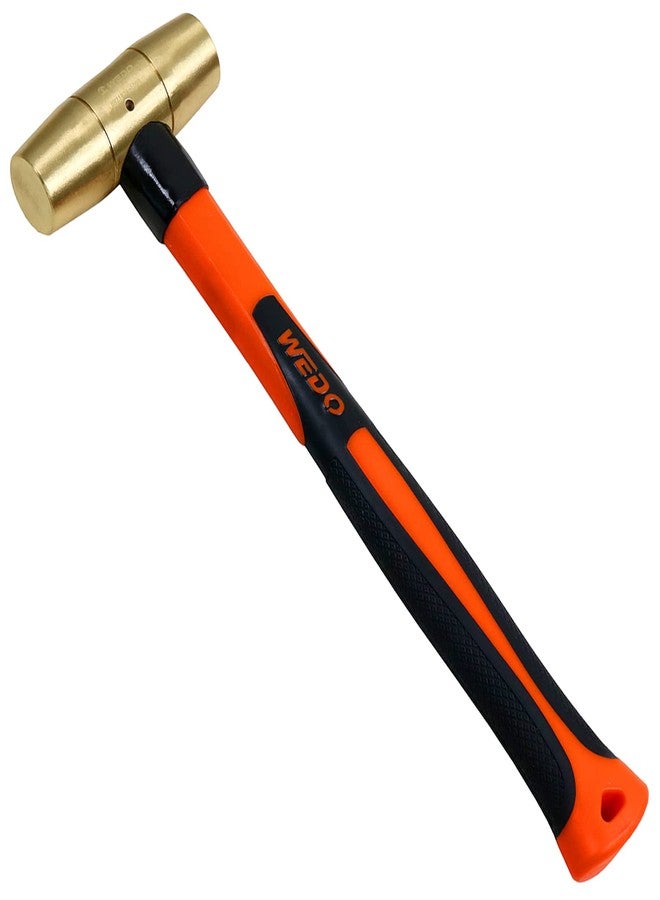 WEDO Brass Hammer 4lb,Sledge Hammer,Solid Brass Mallet Hammer,Fiberglass Hammer Handle,Length 400mm,Die-Forged, Corrosion Resistant, DIN Standard - Image 1
