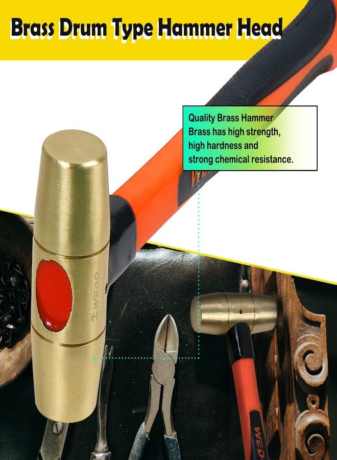 WEDO Brass Hammer 4lb,Sledge Hammer,Solid Brass Mallet Hammer,Fiberglass Hammer Handle,Length 400mm,Die-Forged, Corrosion Resistant, DIN Standard - Image 3