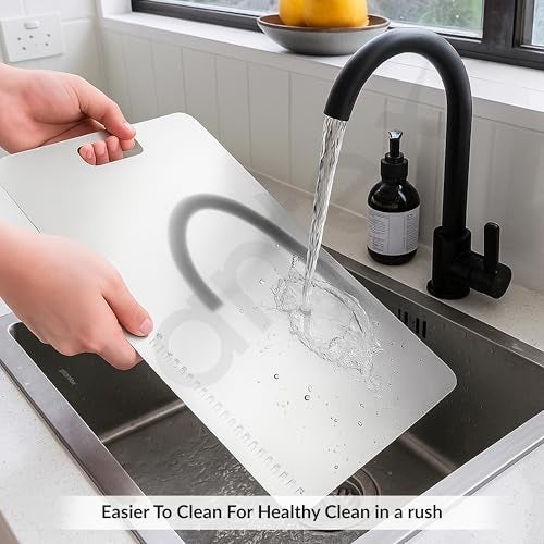 Plantex Stainless Steel Chopper Board/Vegetable Cutting Board/Chopping Board for Kitchen/Anti-Bacterial, Scratch-Resistant, Durable, Non-Slip & Knife Friendly Cutting Pad (Size - 31 x 20.5 x 0.1 Cm) - Image 4