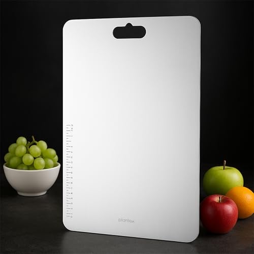Plantex Stainless Steel Chopper Board/Vegetable Cutting Board/Chopping Board for Kitchen/Anti-Bacterial, Scratch-Resistant, Durable, Non-Slip & Knife Friendly Cutting Pad (Size - 31 x 20.5 x 0.1 Cm) - Image 1