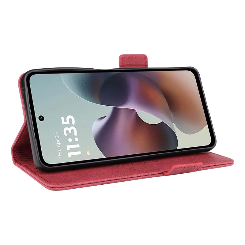 erorex For Motorola Moto G56 / G66j / G66y 5G Magnetic Clasp Leather Phone Case(Red) - Image 5