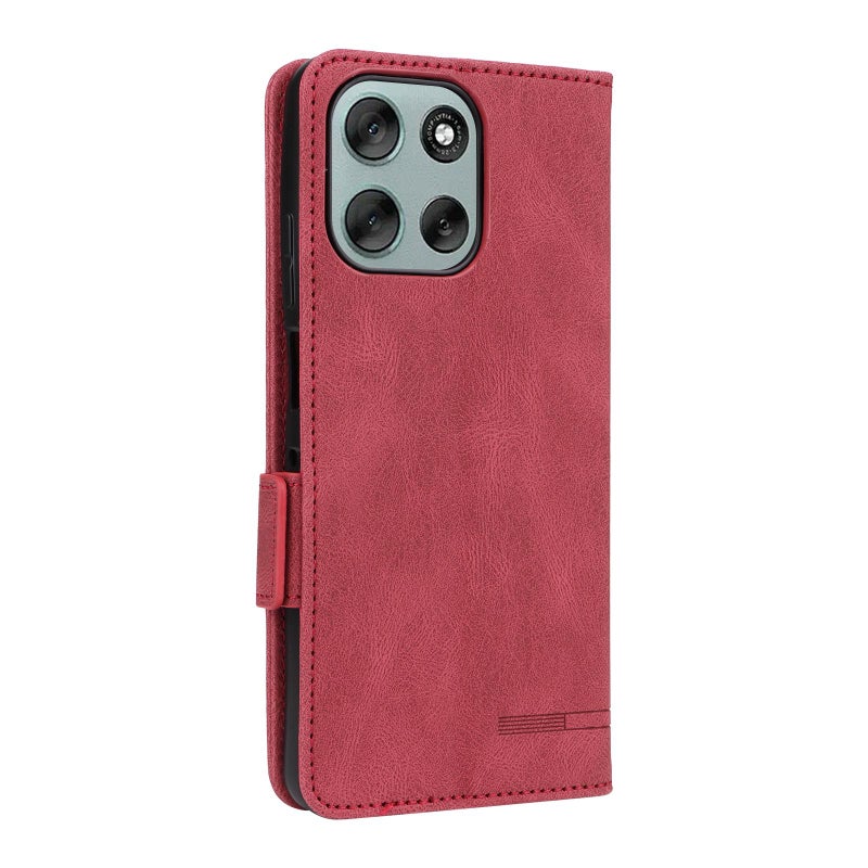 erorex For Motorola Moto G56 / G66j / G66y 5G Magnetic Clasp Leather Phone Case(Red) - Image 3