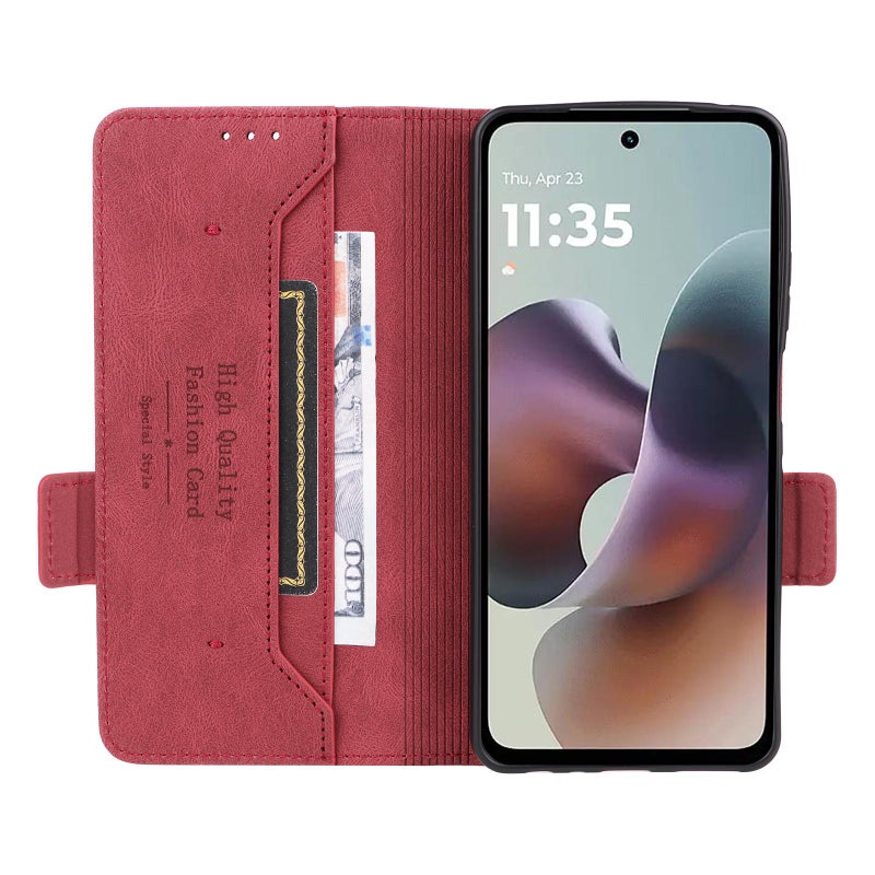 erorex For Motorola Moto G56 / G66j / G66y 5G Magnetic Clasp Leather Phone Case(Red) - Image 4