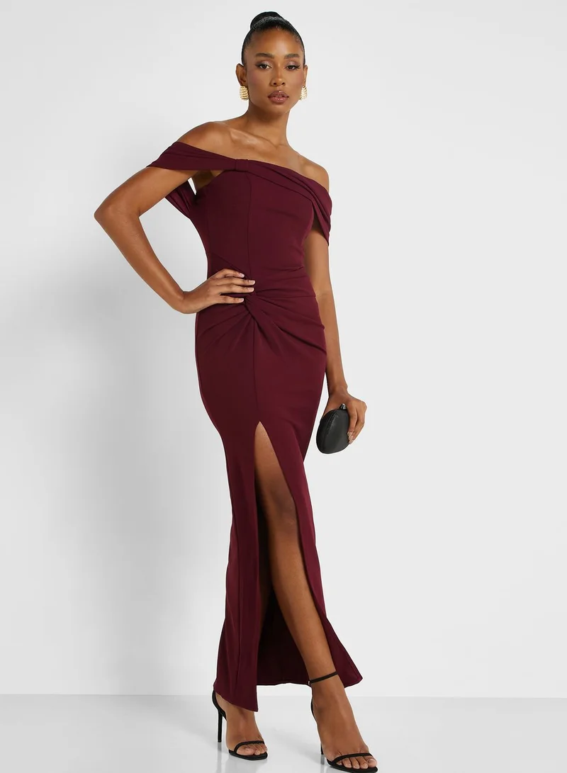 TFNC Off Shoulder Side Slit Dress