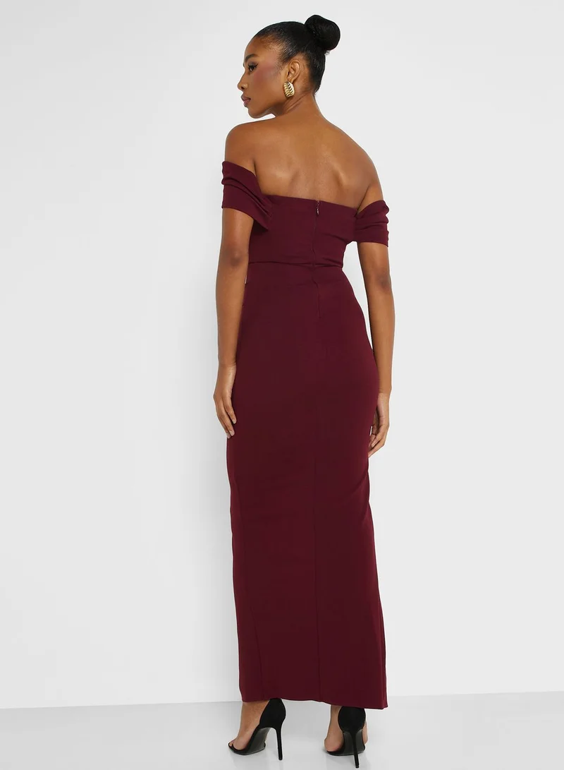TFNC Off Shoulder Side Slit Dress
