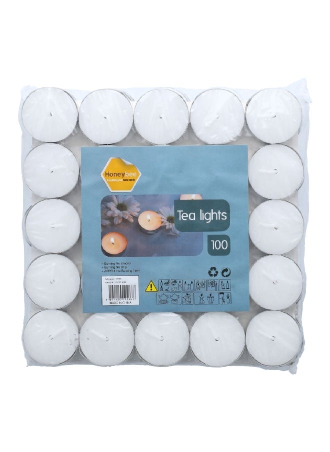 HONEYBEE 100-Piece Unscented Tea Light Candles White 20.8 x 5.96 x 19.3 cm CC12Z-100S  - Image 2