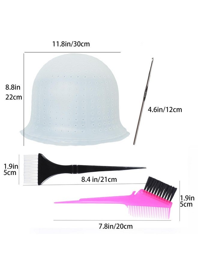 RJMBMUP Pre-punched with Holes Silicone Highlight Cap Hair Color Set Professional Reusable Highlighting Cap with Hook Salon Hairdressing Dyeing Staining Tools for Women Men - Image 3