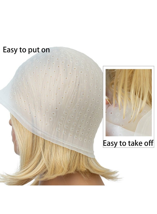 RJMBMUP Pre-punched with Holes Silicone Highlight Cap Hair Color Set Professional Reusable Highlighting Cap with Hook Salon Hairdressing Dyeing Staining Tools for Women Men - Image 4