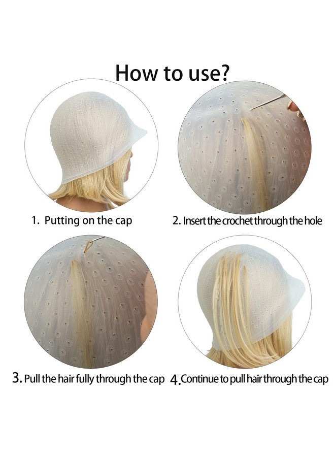 RJMBMUP Pre-punched with Holes Silicone Highlight Cap Hair Color Set Professional Reusable Highlighting Cap with Hook Salon Hairdressing Dyeing Staining Tools for Women Men - Image 5