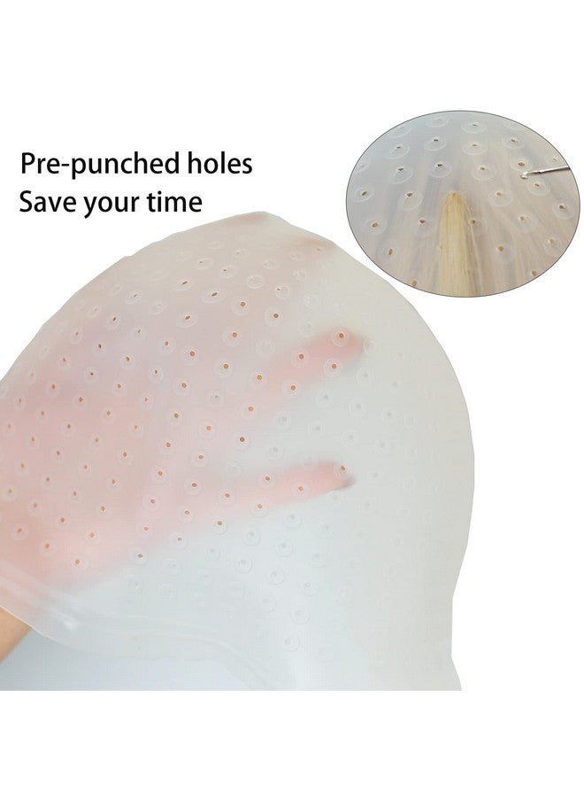 RJMBMUP Pre-punched with Holes Silicone Highlight Cap Hair Color Set Professional Reusable Highlighting Cap with Hook Salon Hairdressing Dyeing Staining Tools for Women Men - Image 2