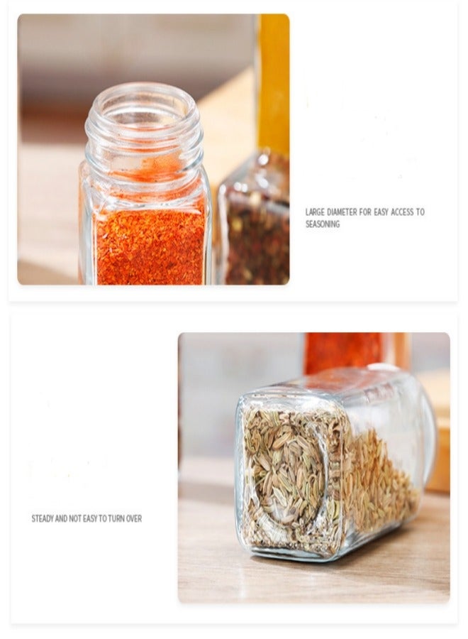 MIXDE 24-Piece Glass Spice Jars with 48 Labels Stickers 120ml Empty Square Spice Containers,24 Shaker Lids and Airtight Metal Caps, Paint Pen, Silicone Collapsible Funnel  - Image 4