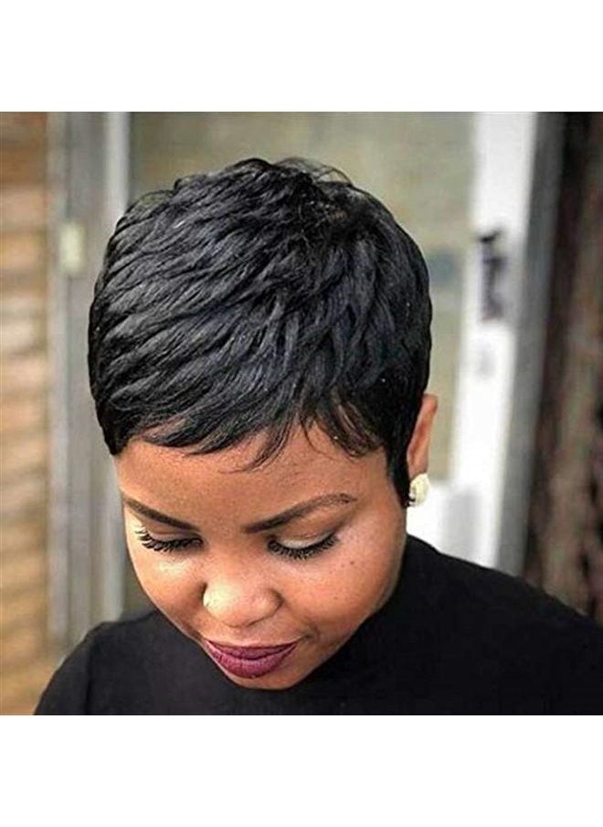 Naseily Hair - Short Black Pixie Cuts Hair Wigs African American Short Black Wig Female Hairstyles (9627-g) - Image 1