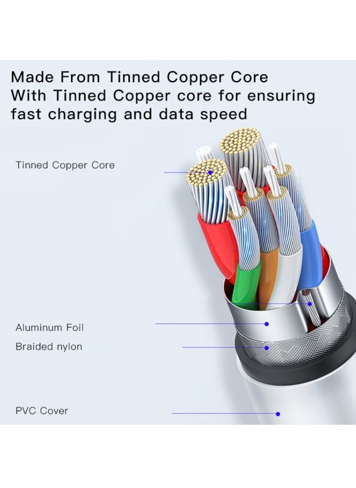 YESIDO CA105 Charging Data Cable 120cm 2.4A(MAX) 3.5mm outer diameter USB-A to Type-C  with Hook - Black