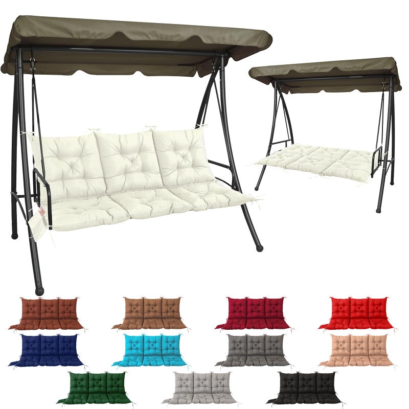 NACATIN 3 Seat Cushion for Outdoor Swing - 60x40 inches, 4" Thick Porch Swing Cushions with Ties and Storage Bag, Waterproof Bench Cushions for Patio, Outdoor, Backyard and Garden (Dark Gray) - Image 1